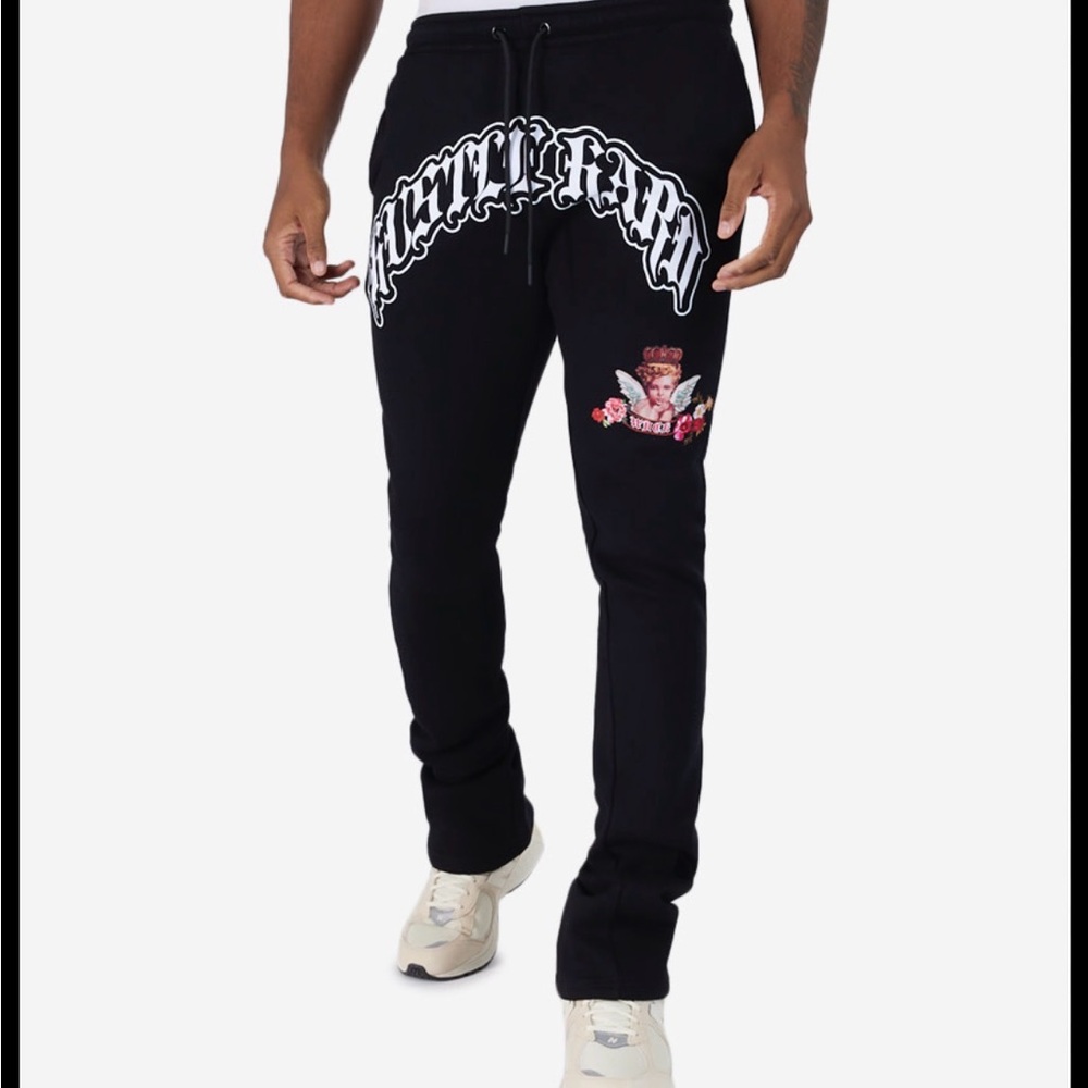 Black 'Wedding Cake' Graphic Logo Joggers
